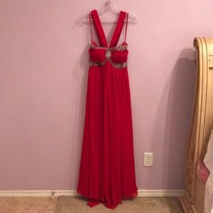 Red sequin evening gown